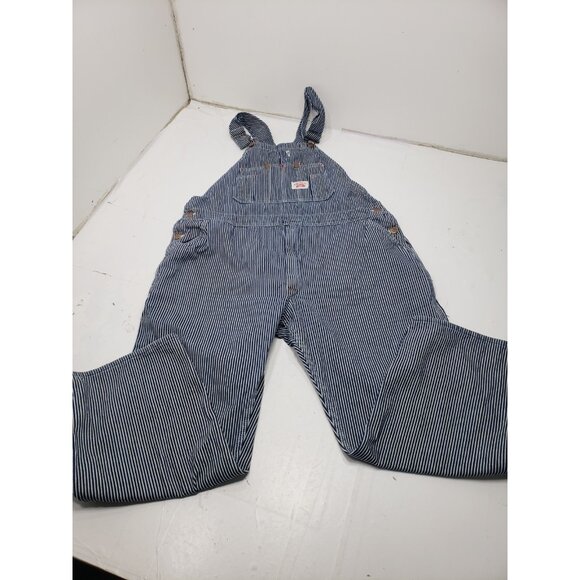 Round House Denim Overall Bibs Hickory Stripe Engineer Railroad Work Pre Owned - Picture 1 of 11